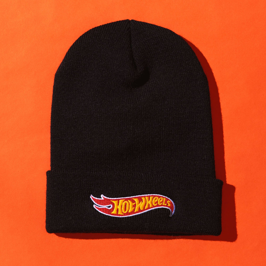 Hot Wheels Black Cuffed Beanie