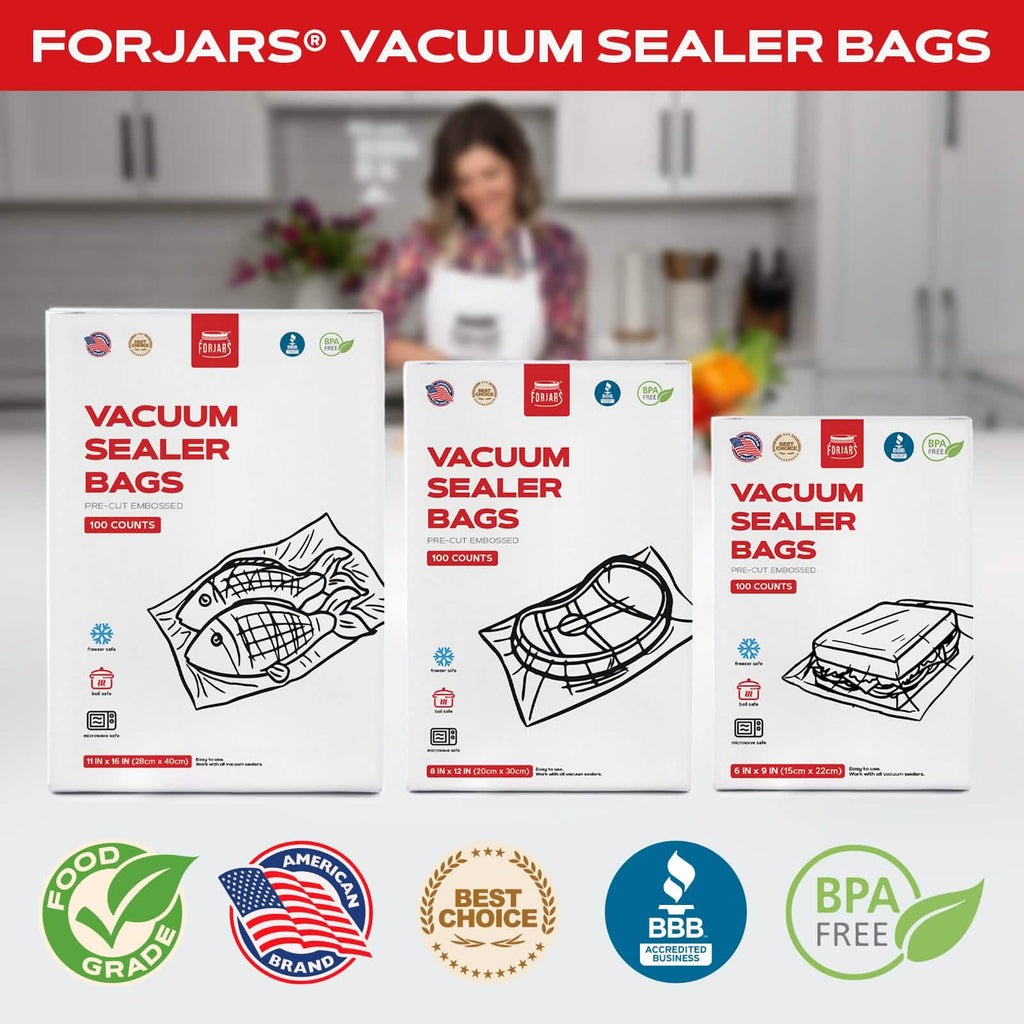Forjars® 100-Count 8x12 Vacuum Sealer Bags – 7.5 Mil Thick