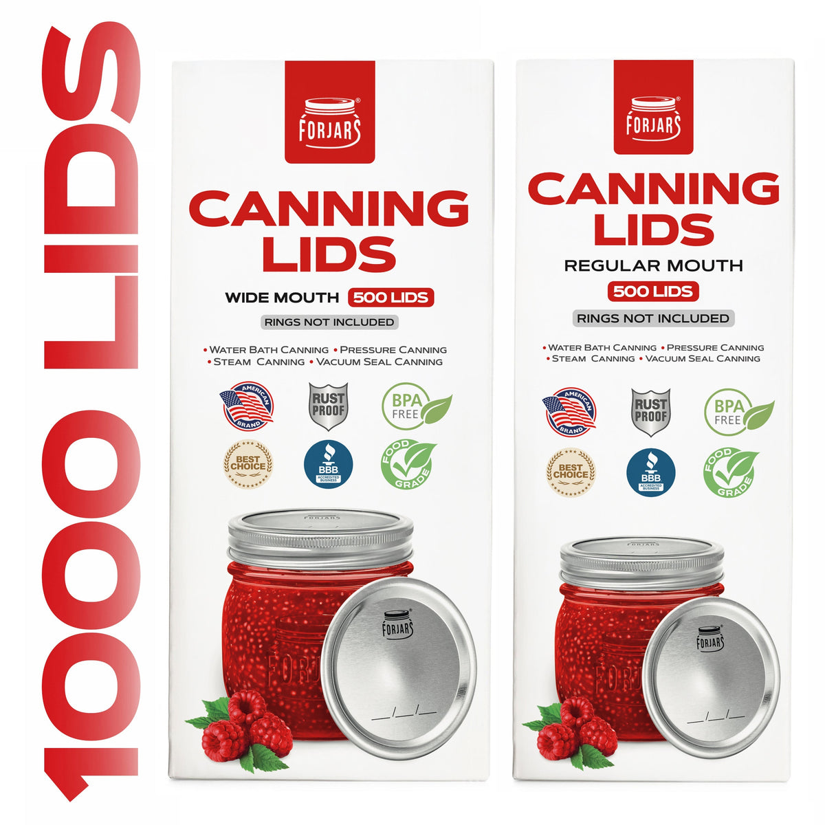 Forjars® 1000-Count: Regular & Wide Mouth Canning Lids