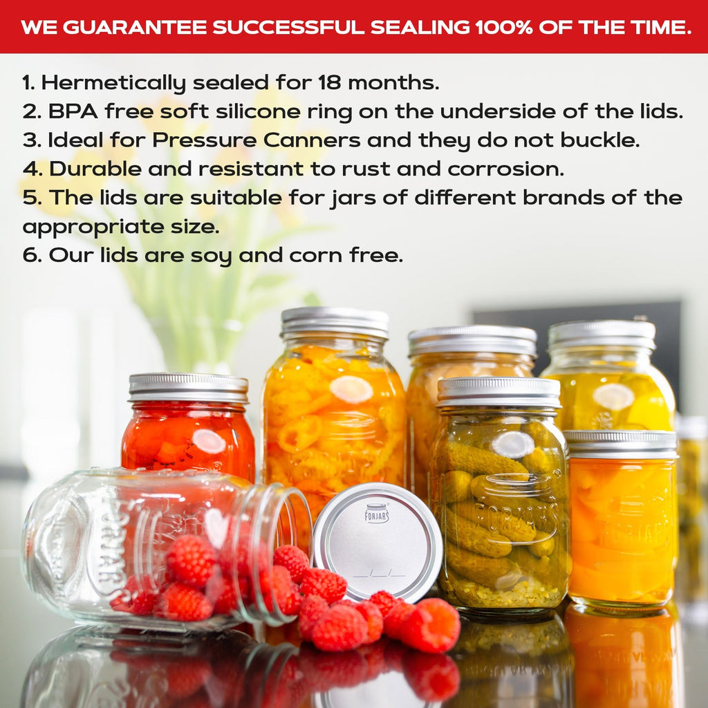 Forjars® - 12 Wide Mouth Canning Lids + 12 Rings